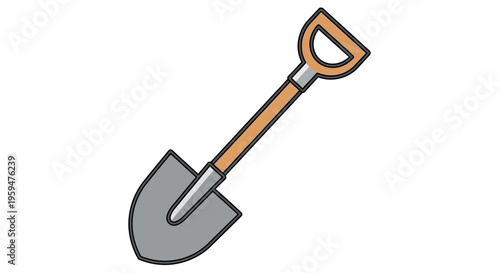 Shovel with orange handle and metal.