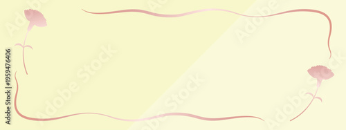 高級感のあるカーネーションのバナー背景　クリーム＆ピンクゴールド