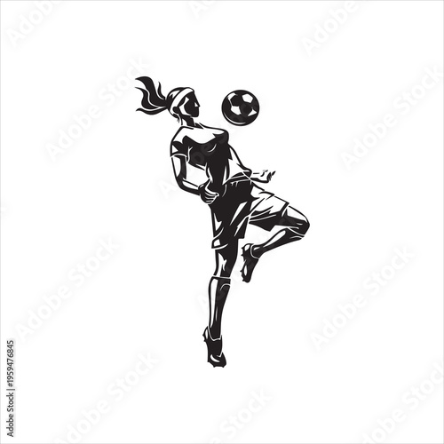 Soccer Female Athlete, Chest Bouncing Ball