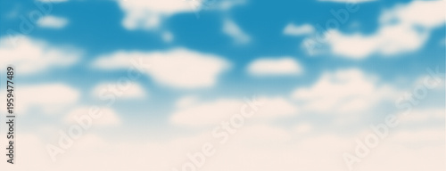 Abstract vector soft halftone clouds with a light blue gradient background. Textured sky with blurry dotted pattern.