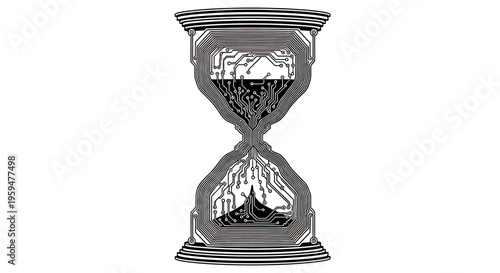 Hourglass circuit board design with dark liquid flowing