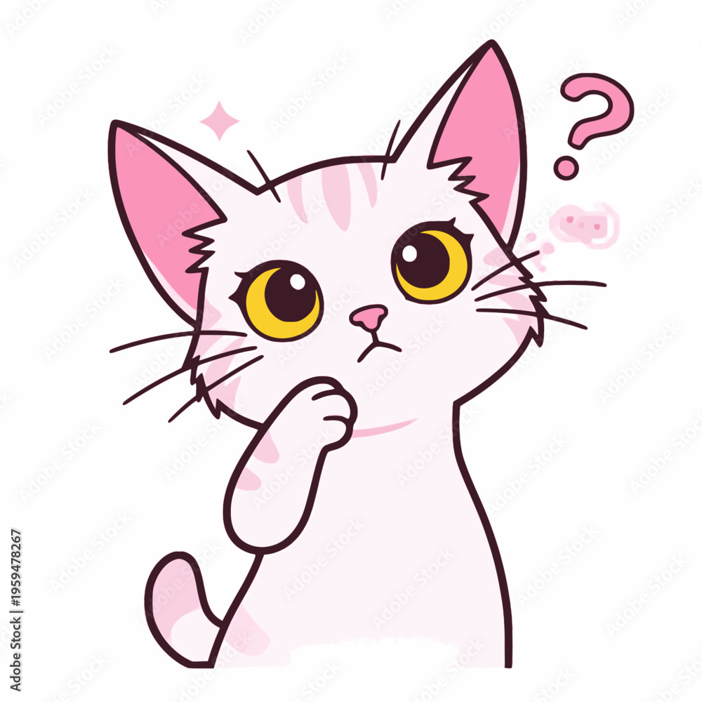 Obraz premium Thinking Pink Cat (Confused)