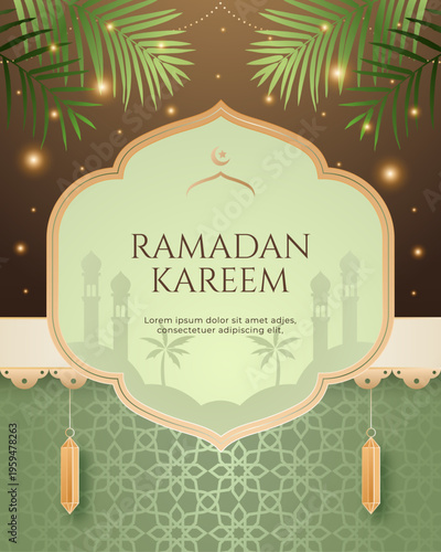Ramadan Kareem Green Chocolate Islamic Background