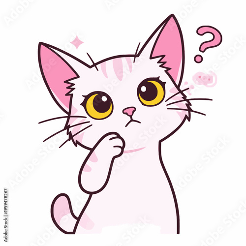 Thinking Pink Cat (Confused)