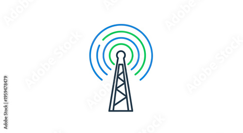 Tower with radiating signal waves