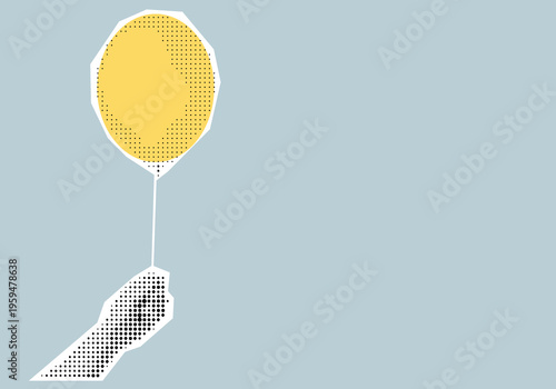 Pixel Art Hand Holding a yellow Balloon