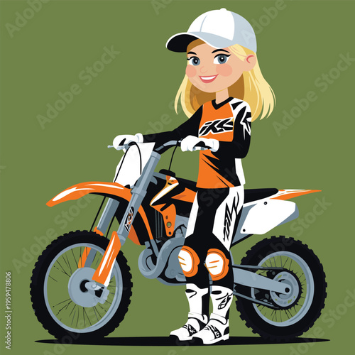 anime vector image of a woman playing motocross