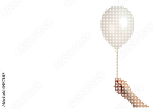 Pixel Art Hand Holding a White Balloon