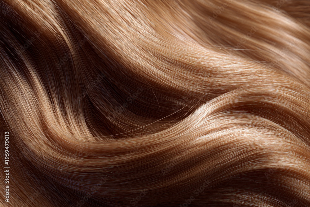 Fototapeta premium Smooth Flowing Brown Hair Texture Close Up