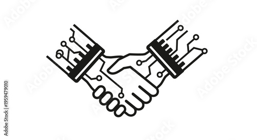 Digital handshake, abstract, symbolizing partnership in technology