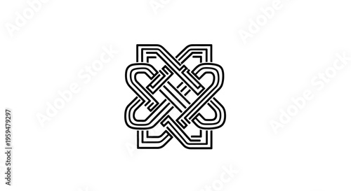 Intricate Celtic knot-like symbol with interlocking double-lined loops