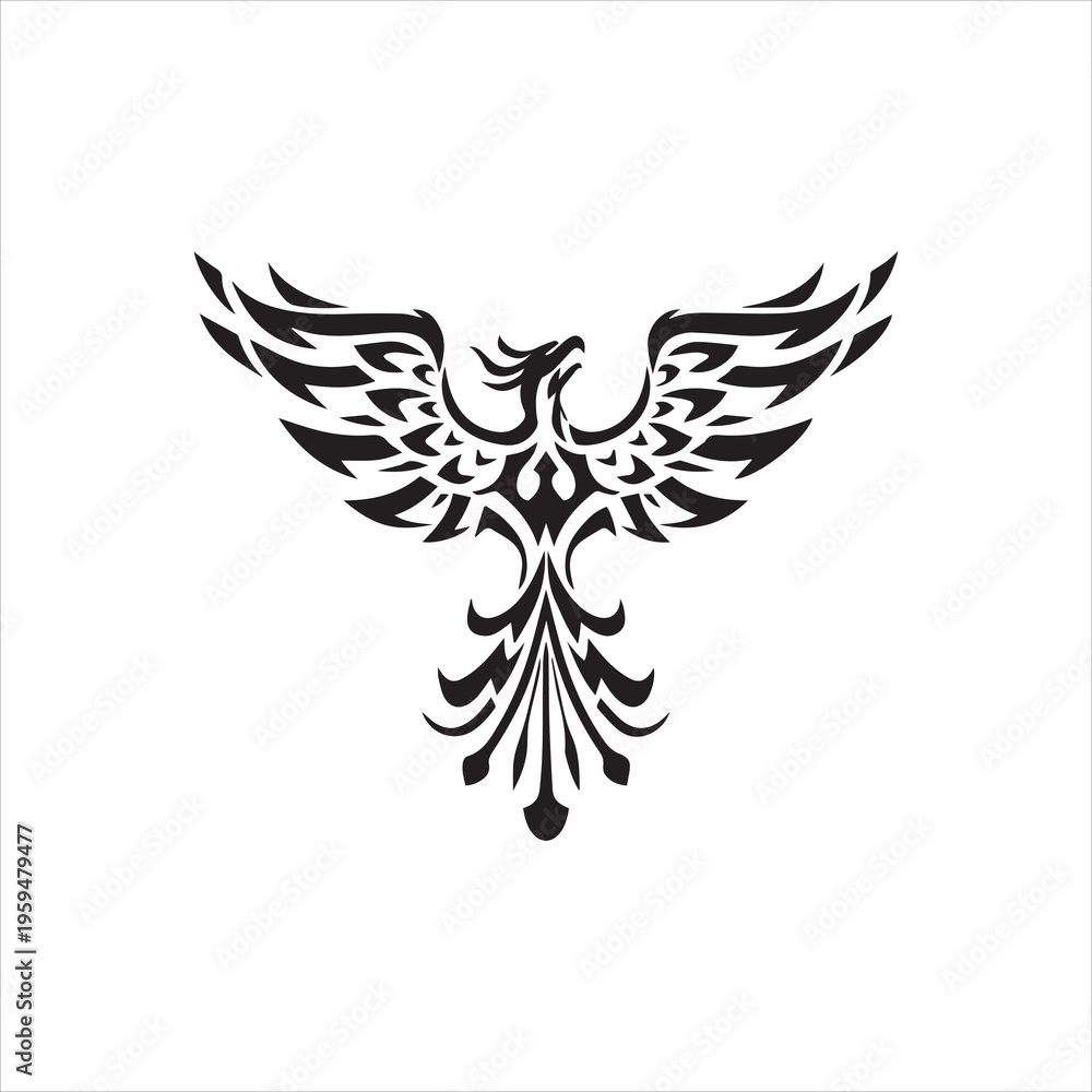 Obraz premium Phoenix Mythical Bird, Abstract Ink Design