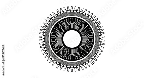 Circular circuit board with radial connections and toothed edge