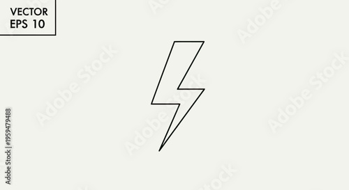 A simple black outline of a lightning bolt on a pale gray background