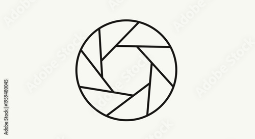 Abstract graphic of a camera diaphragm aperture formed by geometric lines