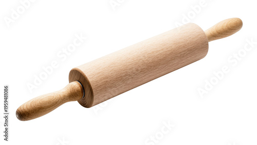 Fotografie Traditional wooden rolling pin, essential kitchen tool for making dough and past