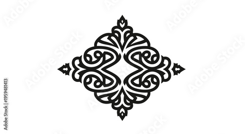 Foto Intricate black ornamental flourish on white background, evoking classic eleganc