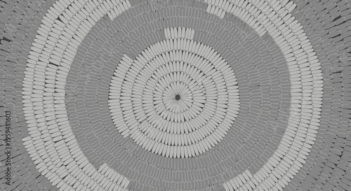 Radial pattern of repeating petal shapes in shades of gray