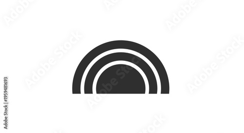 A simple, stylized black rainbow arch on a white background