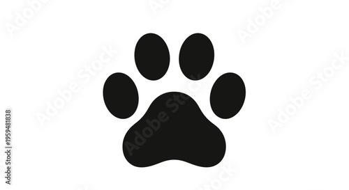 Simple black paw print silhouette on a white background