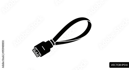 Black minimalist icon of a loop with a connector