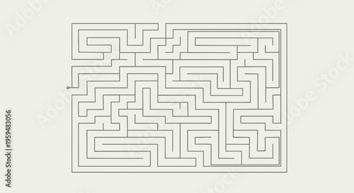 A complex geometric maze with a small dot marking the starting point