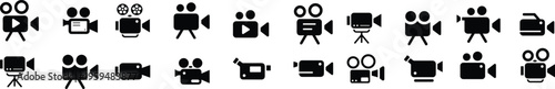 camera icon set. video camera symbol collection. movie sign vector illustration. Film Camera Old. Cinema icons. Film shooting, film player