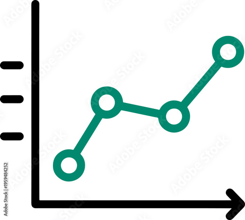 Line graph showing fluctuating data points on axis with green connecting segments for monitoring performance and variability