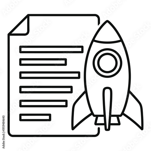 Line style icon of rocket launching a document to space  business concept icon