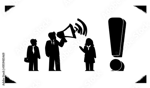 Important announcement megaphone alert paper cut vector illustration