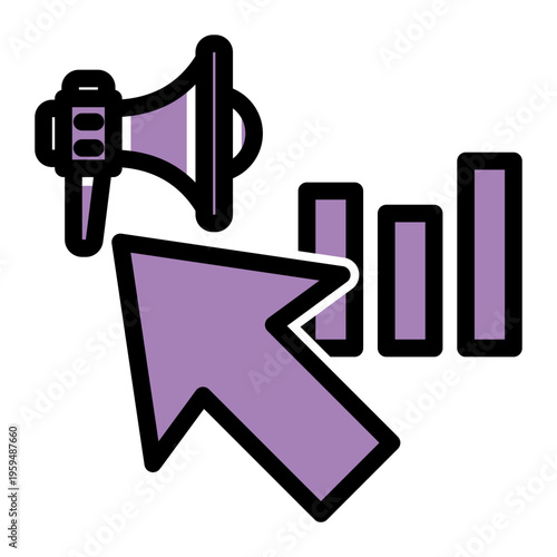 Online Advertising Internet Strategy icon from the Digital Business icon collection (Glyph Color Lineal Style)