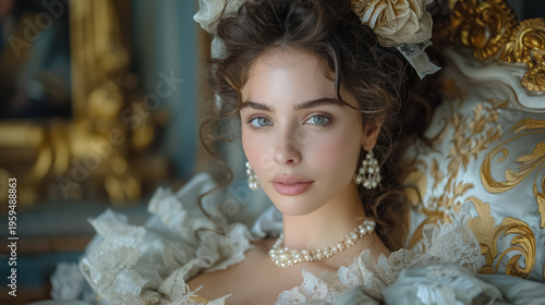 ornate details of Rococo in a fashion portrait