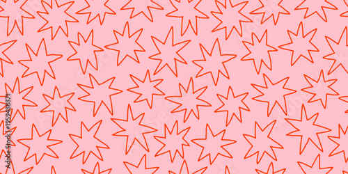 Colorful abstract starburst seamless pattern in modern playful style, perfect for textiles, wallpapers, packaging, and creative surface design.