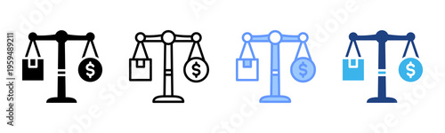 Market Balance icon set multiple style collection