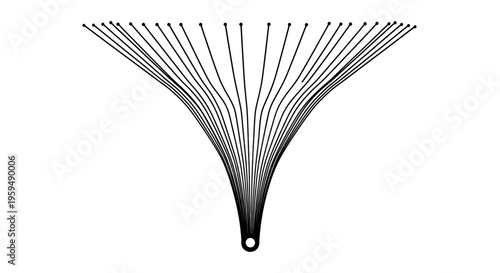 A V-shaped pattern of black lines converging towards a central point