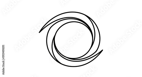 Abstract black circular swirl design on white background