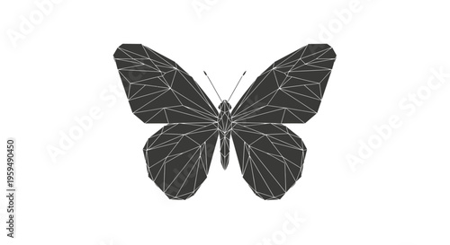 Foto Stylized low-poly dark butterfly with intricate geometric wing patterns