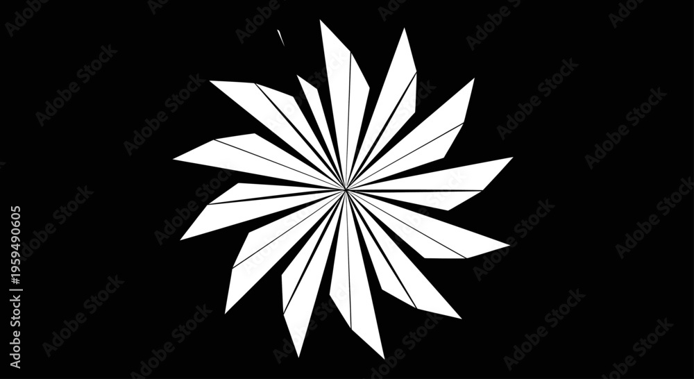 Obraz premium Abstract white starburst radiating from center against black background