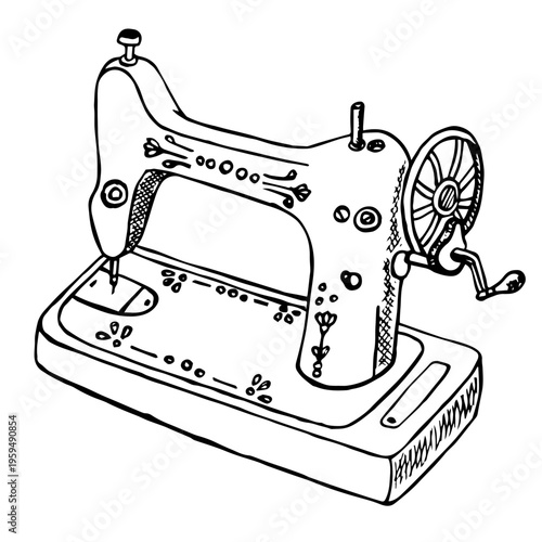 vintage sewing machine - vector - handmade