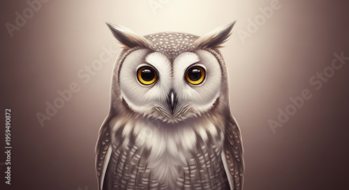 Portrait of a Wide-Eyed Owl, A Symbol of Wisdom and Nocturnal Grace