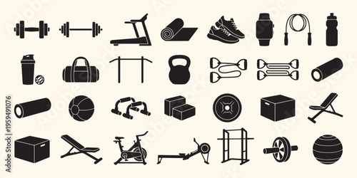 Gym fitness equipment pattern, home workout exercise background, athletic training gear illustration, weightlifting wellness seamless wallpaper, hand drawn gym sketches, health club equipment design, 