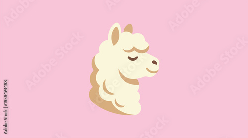 Llama Head Pink Background Illustration.