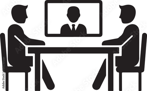 Remote job interview with two interviewers and a candidate a striking silhouette