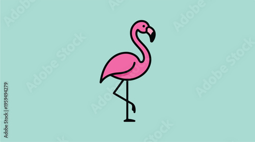 Pink Flamingo Standing Alone.