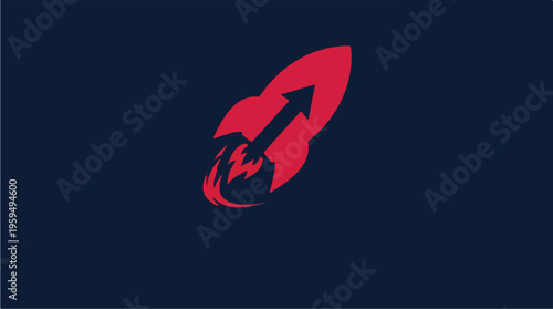 Rocket Ship Icon Launching Upward.