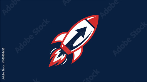 Rocket Ship Icon Launching Upwards.