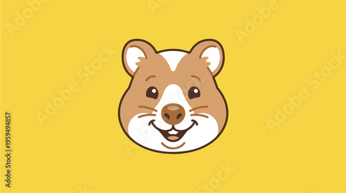 Smiling Cartoon Hamster Face Closeup 1.