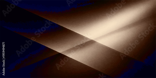 Abstract dark background vector illustration featuring a 3d paper curl design with orange light lines and blue shapes on a blank banner template