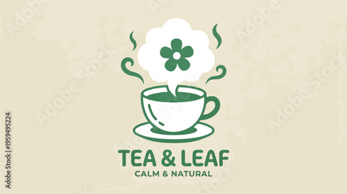 Tea Cup With Green Leaf.