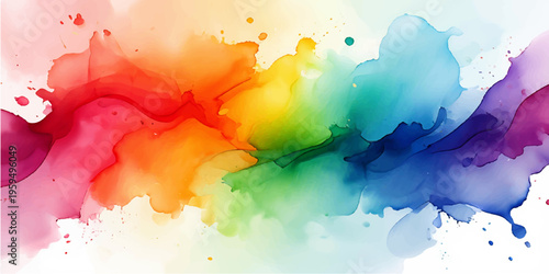 An abstract colorful watercolor background featuring an artistic paint splash texture with ink splatters and brush strokes on paper for a creative wallpaper design